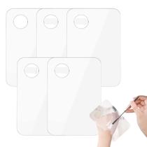 5 Placa Acrílico Para Maquiagem Retangular De Mão Mistura Base Corretivo
