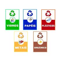 5 Placa Reciclagem Lixo Papel Vidro Metal Plastico Organico