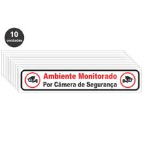 5 Placas Ambiente Monitorado Câmeras De Segurança 25x5cm Ps