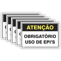 5 Placas Atenção Obrigatório Uso De Epi 30x20 cm Sinalização