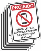 5 Placas De Aviso Sinalização Proibido Uso De Celular 20x15