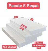 5 placas de isopor eps anti-chamas 60mm, tamanho 100 x 50cm