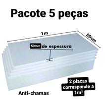 5 placas de isopor eps antichamas espessura 50mm, tamanho 100 x 50cm