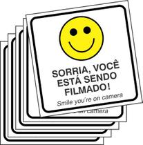 5 Placas Monitoramento Sorria Você Está Sendo Filmado 15x15