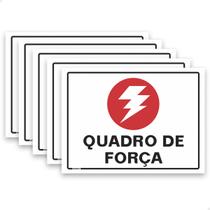 5 Placas Quadro De Força Sinalização Energia 20x15cm Branco 5 Placas Quadro De Força Sinalização Energia 20x15cm Branco