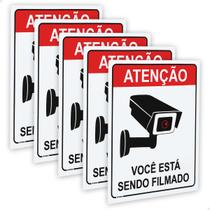 5 Placas Sinalização Câmeras Monitoramento Segurança Filmado