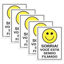 5 Placas Sinalização Sorria Você Está Sendo Filmado 20x15cm 5 Placas Sinalização Sorria Você Está Sendo Filmado 20x15cm