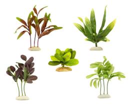 5 Plantas artificial De Seda Para Decoração Aquário, Vaso, Lago - Kares