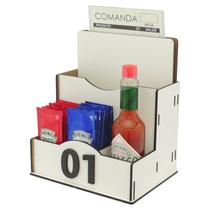 5 Porta Comanda de Mesa Sachê Guardanapo Temperos Numerados Branco