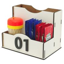 5 Porta Sachês Guardanapos Condimentos Galheteiro Balcão Padaria Branco