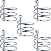 5 Porta Secador de Cabelo Cromados em Espiral Suportes de Parede para Salão de Beleza