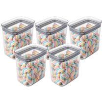 5 Pote Hermético Organizador Cozinha Retangular Block 1,5 L Ou