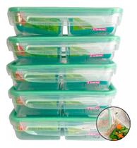 5 Pote Marmita Com Trava e Divisória Hermético Freshy 730ml Sanremo 5 Pote Marmita Com Trava e Divisória Hermético Freshy 730ml Sanremo