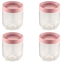 5 Pote Organizador Conecta C/Tampa Rosqueável 600Ml Rosa Uz