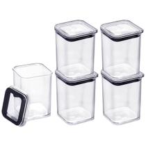 5 Potes Hermético 160ml Cristal Empilhável Transparente Porta Temperos Açúcar Chá Objetos 5 Potes Hermético 160ml Cristal Empilhável Transparente Porta Temperos Açúcar Chá Objetos