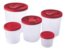 5 Potes Para Mantimento Arroz 5kg Feijão Farinha Açucar Tampa de Rosca Plasútil 5 Potes Para Mantimento Arroz 5kg Feijão Farinha Açucar Tampa de Rosca Plasútil