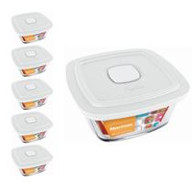 5 Potes Vidro Facilita Vap Quadrado Com Tampa 2L Marinex