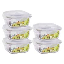 5 Potes Vidro Quadrado 320ml Tampa Hermética Pequeno Papinha 5 Potes Vidro Quadrado 320ml Tampa Hermética Pequeno Papinha