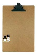 5 Prancheta Madeira 1/2 Oficio A5 Garra Plastica Leve 5032