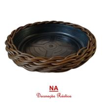 5 prato para vaso de flor cappuccino redondo fibra sintética decorativo 17 cm - NA - Decoração Rústica