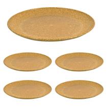 5 Prato Refeição Sustentável Redondo Durável 24cm Marrom Cla 5 Prato Refeição Sustentável Redondo Durável 24cm Marrom Cla