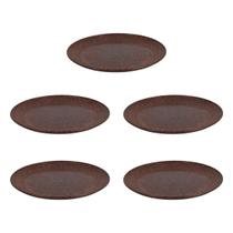 5 Prato Refeição Sustentável Redondo Durável 24cm Marrom Esc 5 Prato Refeição Sustentável Redondo Durável 24cm Marrom Esc