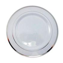 5 Pratos Sobremesa 19cm Descartáveis de Luxo em Plástico Prata