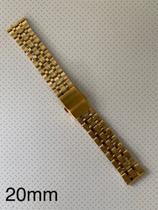 5 Pulseiras de Aço Dourada Terminal Reto 20mm