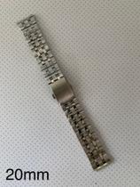 5 Pulseiras de Aço Prateada Terminal Reto 20mm