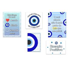 5 quadros olho grego proteção sorte hoponopono frases decoração - vinnyartesgráficas