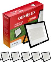 5 Refletor De Led Preto 200w 6500k Ourolux Bivolt