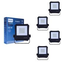 5 Refletor Led Philips 100w 6500k Fria Philips Bivolt IP65