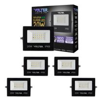 5 refletor led volter eco IP65 20w 6500k preto 1800lm luz branco frio