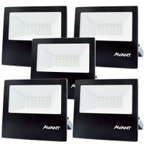 5 Refletor Slim Luz Externa Branca 6500k Bivolt 30w Prova de Água IP65