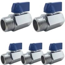 5 registro valvula esfera macho/femea mini rosca 1/4