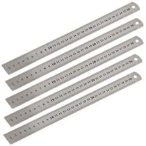 5 Réguas Escala De Aço Inox Graduada 30cm (12") x 25,4mm (1") x 0.8mm 5 Réguas Escala De Aço Inox Graduada 30cm (12") x 25,4mm (1") x 0.8mm