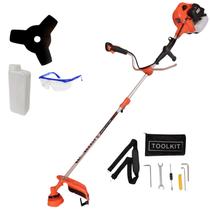 5 Roçadeira a Gasolina 75CC com Cinto de Suporte, Lâmina 3 Pontas e Ferramentas para Manutenção Profissional
