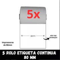 5 Rolo De Etiquetas Contínua Adesivas P/ Impressoras De 80mm - Xd Mega