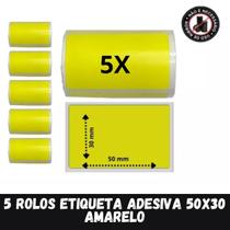 5 Rolo Etiqueta Adesiva Amarela P/ mini impressora bluetooth 5 Rolo Etiqueta Adesiva Amarela P/ mini impressora bluetooth