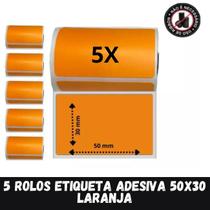 5 Rolo Etiqueta Adesiva Laranja P/ mini impressora bluetooth