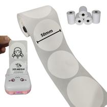 5 Rolo Etiqueta Adesiva Redonda 50x50 mini impressora portátil gatinho 5 Rolo Etiqueta Adesiva Redonda 50x50 mini impressora portátil gatinho