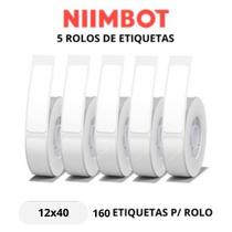 5 Rolo Etiqueta Niimbot D110 D101 D11 12x40mm (800pçs)