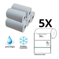 5 rolo etiqueta prova dagua mini impressora xd-210 - 50x40 - Xd Mega