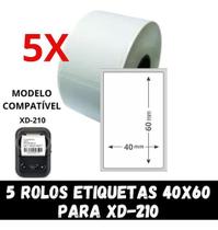 5 Rolos De Etiqueta Térmica Para Impressora Xd210 - 40x60 5 Rolos De Etiqueta Térmica Para Impressora Xd210 - 40x60