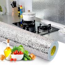 5 Rolos Papel Adesivo Aluminio Lavável Cozinha Impermeável - Top