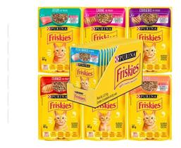 5 Sachês Friskies Gatos Adultos/Filhotes Variados 85g Alimento Úmido até 20 saches