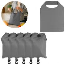 5 Sacolas Dobrável Poliéster 58x38cm Bolsa Reutilizável