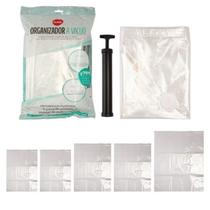 5 Sacos A Vacuo Organizador De Roupas + Bomba Plástica