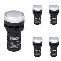 5 Sinaleiro LED 22,5mm Steck 110V Luminoso Branco SLDS1105