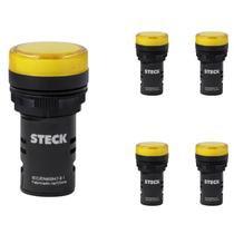 5 Sinaleiro LED 22mm Steck 24V Luminoso Amarelo SLDS243
